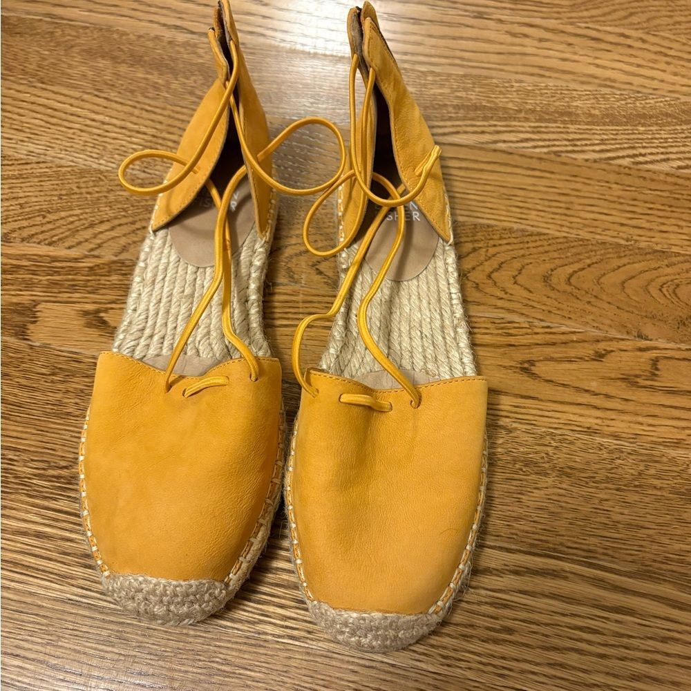 Eileen Fisher Lace Leather Espadrille Honey Yellow Size 7.5 NWOT